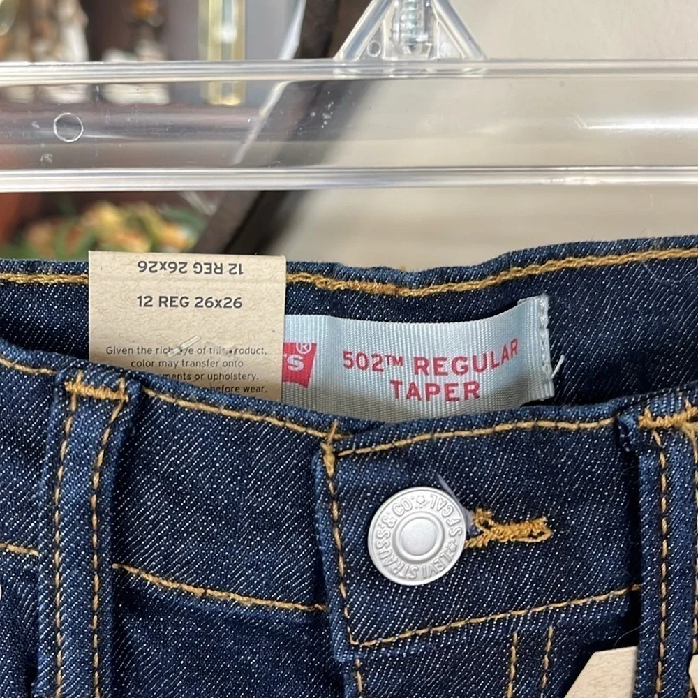 Brand New Levi’s 502 Regular Taper Adjustable Waistband Stretch Boys Dark Jeans - Picture 4 of 12